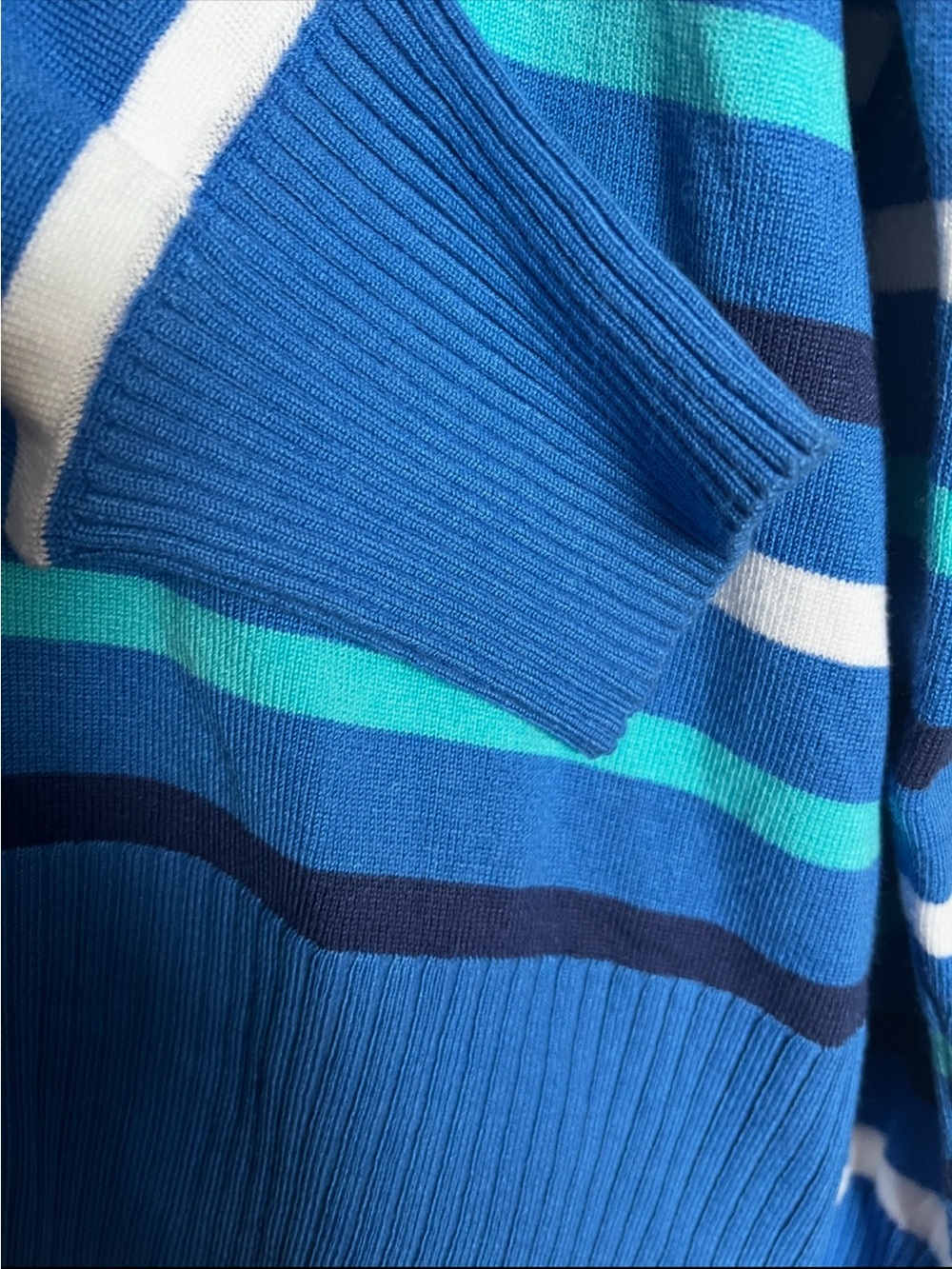 Nwt Joseph A. Sweater Xl Classic Blue Striped V-Neck Collared — image 7 of 8